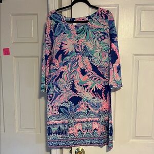 Lilly Pulitzer Pink and Blue Midi Dress